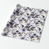 Lichtblauwe rode bloemen naadloos patroon cadeaupapier (Uitgerold)