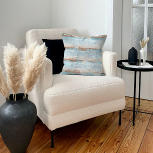 Lichtblauwe roestbruine gebroken witte strepen op  kussen