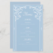 Lichtblauwe Romance en  sophisticatie Menu (Voorkant / Achterkant)