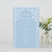 Lichtblauwe Romance en vintage Wedding programma's (Staand voorkant)