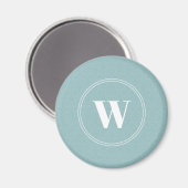 Lichtblauwe ronde monogram monogram simpele elegan magneet (Voorkant / Achterkant)