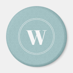 Lichtblauwe ronde monogram monogram simpele elegan magneet