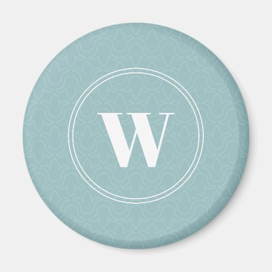 Lichtblauwe ronde monogram monogram simpele elegan magneet (Voorkant)