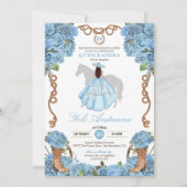 Lichtblauwe Roos Laarzen Charro Jurken Quinceanera Kaart (Voorkant)
