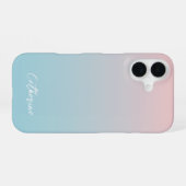 Lichtblauwe Roze Gradiënt Moderne Minimaal Schrift iPhone 16 Hoesje (Achterkant horizontaal)