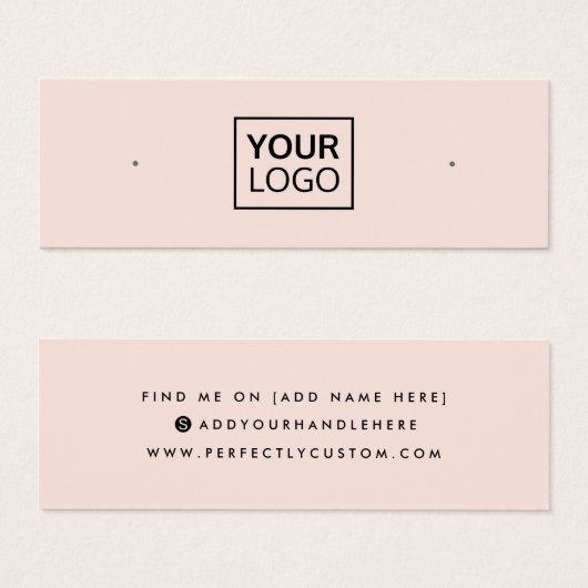 Lichtblauwe, roze logo stuiver met oorenkaart mini visitekaartjes (Voorkant /achterkant)