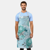 Lichtblauwe Rozen kanten luxe Schort (Gedragen)