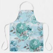 Lichtblauwe Rozen kanten luxe Schort (Voorkant)