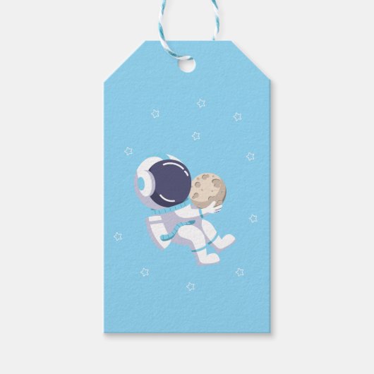 Lichtblauwe Ruimtevaarder - Cadeaubijsluiter Cadeaulabel (Voorkant)