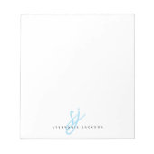 Lichtblauwe Script Monogram Beginletters Notitieblok (Voorkant)
