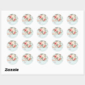 Lichtblauwe Shabby Chic Roze Gepersonaliseerde Naa Ronde Sticker (Vel)