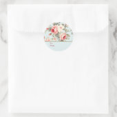 Lichtblauwe Shabby Chic Roze Gepersonaliseerde Naa Ronde Sticker (Tas)