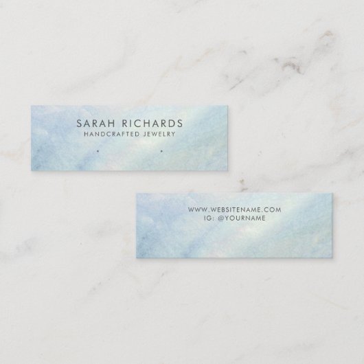 Lichtblauwe Shell Moeder van de Parel Oorbel Displ Mini Visitekaartje (Voorkant / Achterkant)