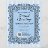Lichtblauwe Sierlijke Strikframe Grand Opening Fly Flyer (Voorkant)
