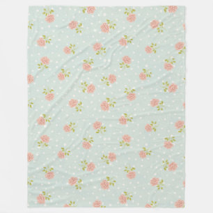 lichtblauwe sjofele elegante stip witte roze fleece deken
