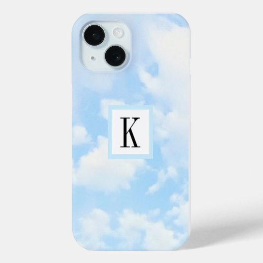Lichtblauwe Sky Clouds Foto met Single Initiaal Case-Mate iPhone Case (Achterkant)