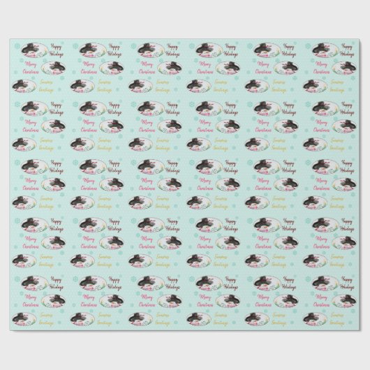 Lichtblauwe sneeuwman cadeaupapier (Vlak)