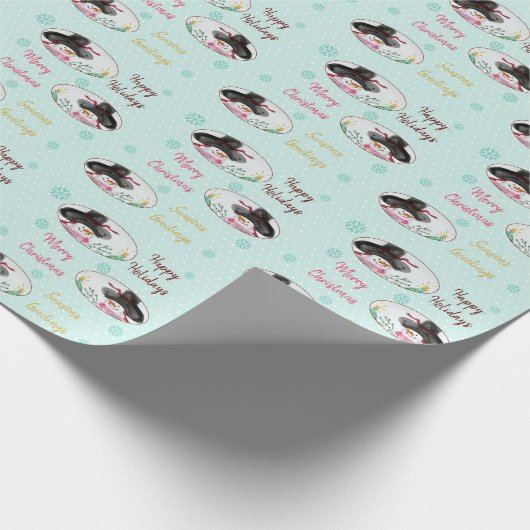 Lichtblauwe sneeuwman cadeaupapier (Hoek)