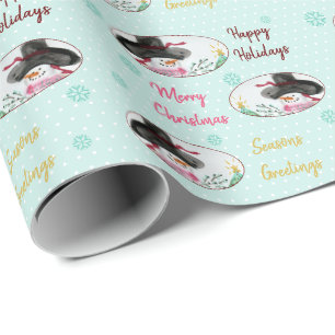 Lichtblauwe Sneeuwman  Cadeaupapier