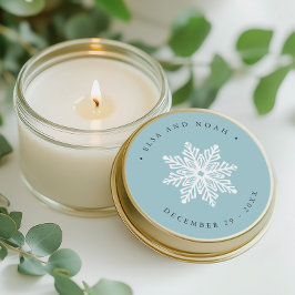 Lichtblauwe sneeuwvlok bruiloft Kerstmis Ronde Sticker