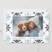 Lichtblauwe Sneeuwvlok Foto  Feestdagenkaart (Voorkant)