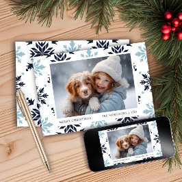 Lichtblauwe Sneeuwvlok Foto  Feestdagenkaart