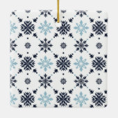 Lichtblauwe sneeuwvlok foto keramisch ornament (Achterkant)