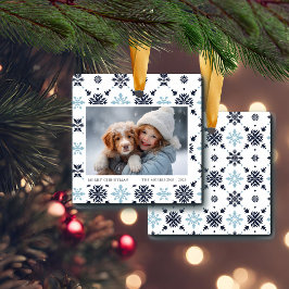 Lichtblauwe sneeuwvlok foto keramisch ornament