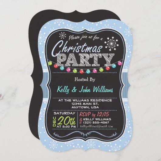 Lichtblauwe sneeuwvlok, Krijt look Kerstfeest Kaart (Voorkant / Achterkant)