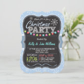 Lichtblauwe sneeuwvlok, Krijt look Kerstfeest Kaart (Staand voorkant)