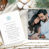 Lichtblauwe sneeuwvlok Winter Foto Formele bruilof Kaart