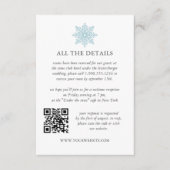 Lichtblauwe sneeuwvlok Winter Wedding QRCode Detai Informatiekaartje (Voorkant)