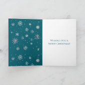 Lichtblauwe Sneeuwvlokken Kerst  Kaart (Binnen)