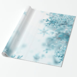 Lichtblauwe sneeuwvlokken Kerstmis Cadeaupapier