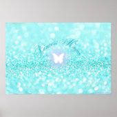 Lichtblauwe Sparkly Glitter Butterfly Princess Poster (Voorkant)