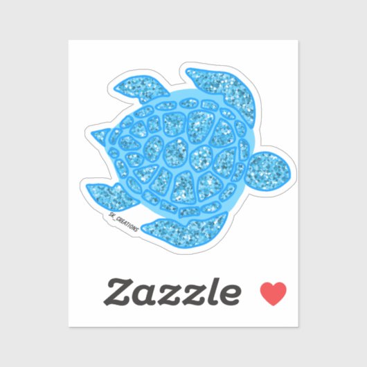 Lichtblauwe Sparkly Turtle Sticker (Vel)