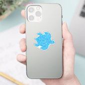 Lichtblauwe Sparkly Turtle Sticker (Telefoon)