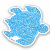 Lichtblauwe Sparkly Turtle Sticker (Voorkant)