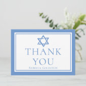 Lichtblauwe ster van David Bat Mitswa Bedankkaart (Staand voorkant)