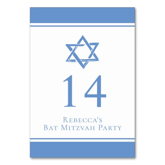 Lichtblauwe ster van David Bat Mitswa Party Kaart (Achterkant)