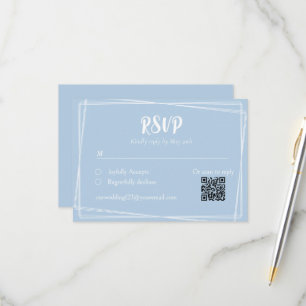 Lichtblauwe stijlvolle script QR-huwelijks-RSVP-ka RSVP Kaartje