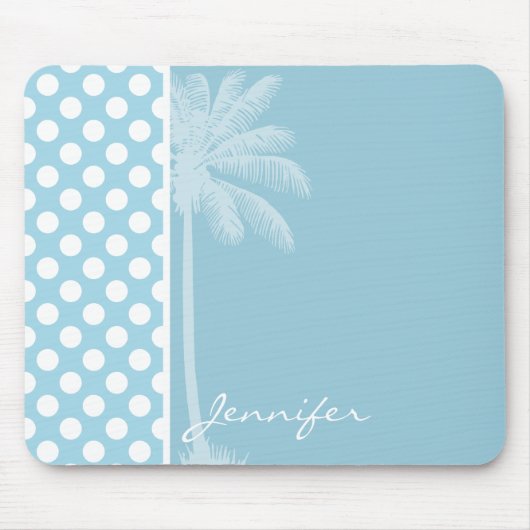 Lichtblauwe stippen; palm muismat (Voorkant)