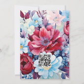 Lichtblauwe, Stofblauwe en Bourgondische Bloemige  Kaart (Achterkant)