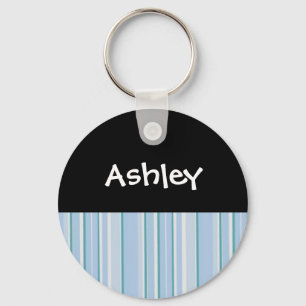 Lichtblauwe Streep Gepersonaliseerde Sleutelhanger
