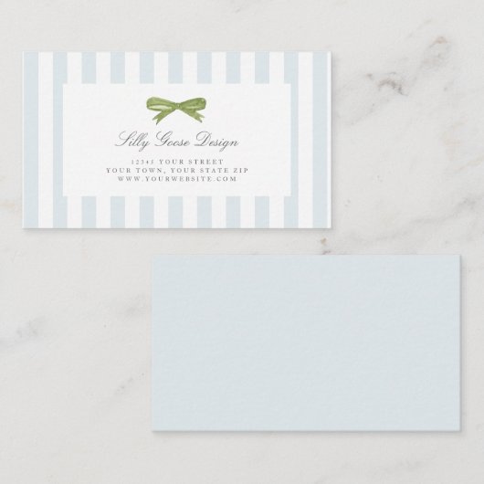 Lichtblauwe streep met Bow Delicate Visitekaartje (Voorkant / Achterkant)