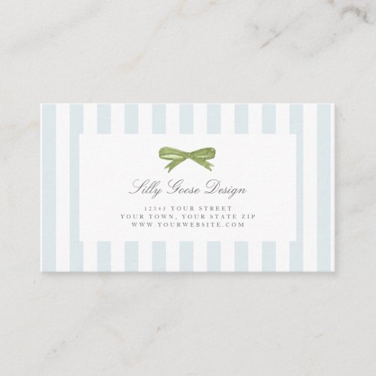 Lichtblauwe streep met Bow Delicate Visitekaartje (Voorkant)