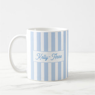Lichtblauwe Streep Monogram Koffiemok