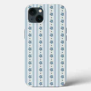 Lichtblauwe Strepen En Bloemen Case-Mate iPhone Case
