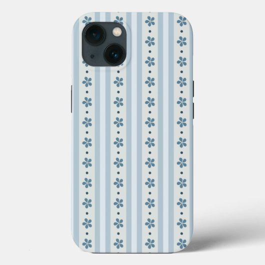 Lichtblauwe Strepen En Bloemen Case-Mate iPhone Case (Achterkant)