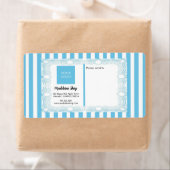 Lichtblauwe strepen & krullend Lijst & Logo Etiket (Insitu)